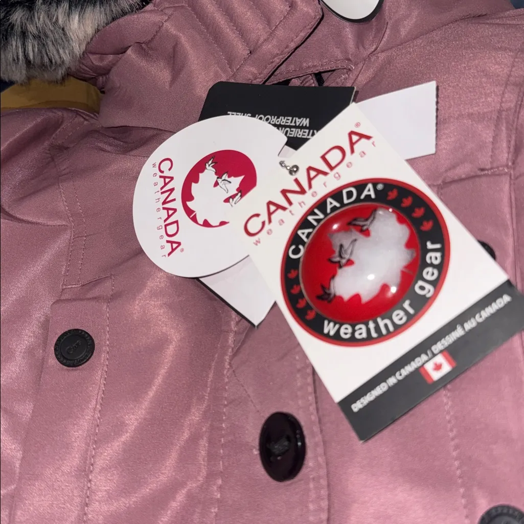 NWT $300 Canada Weather Gear Pink Haze Puffer Parka Jacket Faux Fur Hood M Ski Size M - Image 9