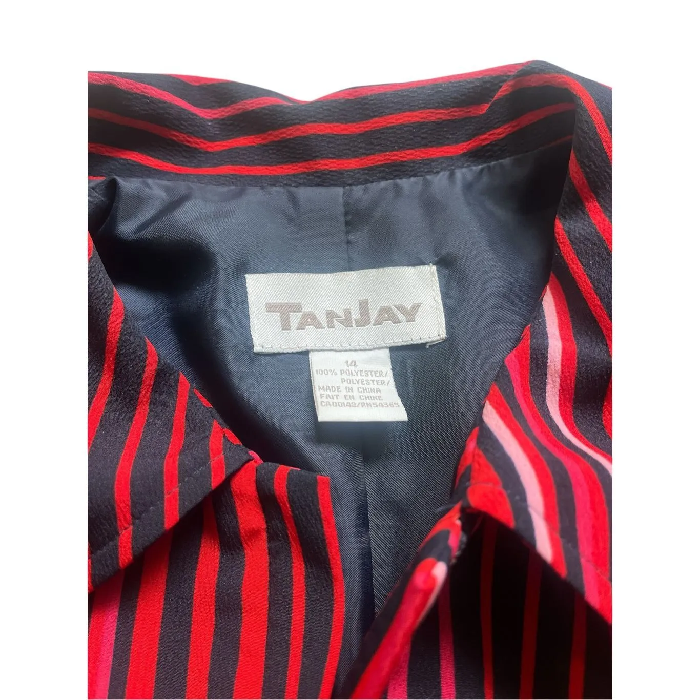 Tan Jay zippered front jacket striped size 14 Red - Image 5