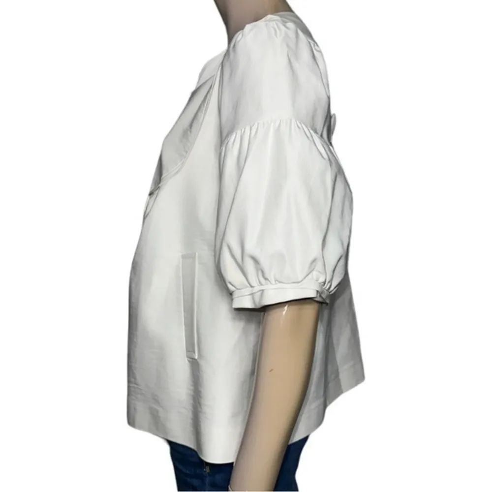 Digs NYC Vintage Women’s Size S White Short Puff Sleeve Button Front Jacket - Image 4