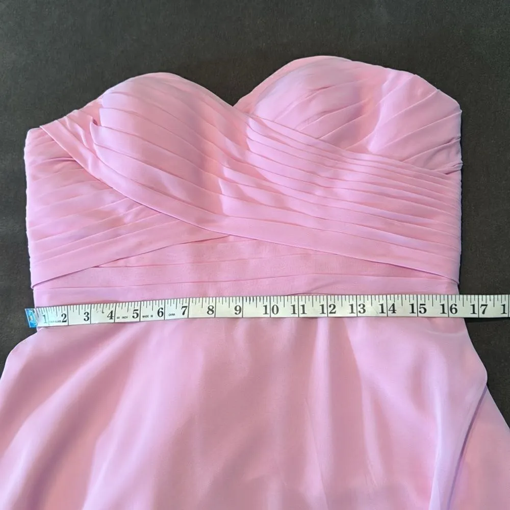 Women’s Sleeveless Pink Chiffon Bridesmaid Prom Party Dress Corset Back Size 14 - Image 10