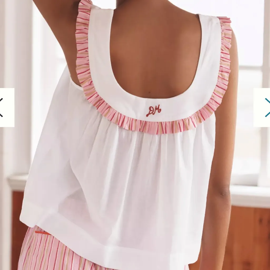 Women's White and Pink Ruffle top - Image 3