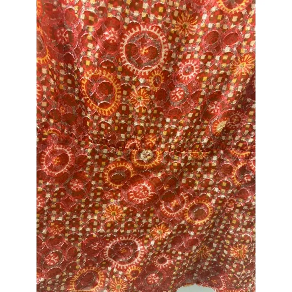 Etcetera  Silk Sleeveless Blouse Size 14 orange abstract pattern v neck - Image 10