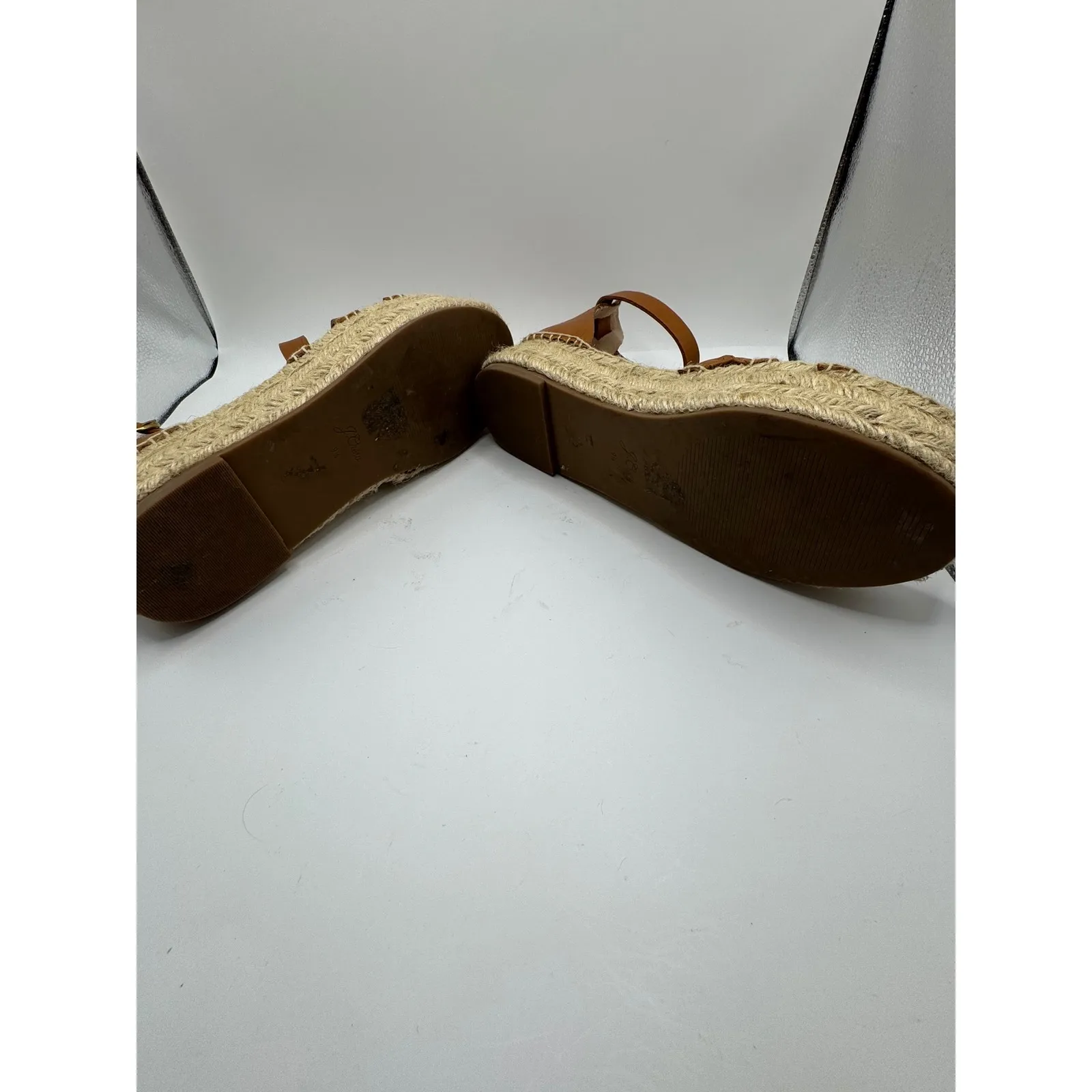 J Crew Shoes Women 9.5 Brown Leather Grace Gladiator Espadrille Platform‎ Sandal - Image 9