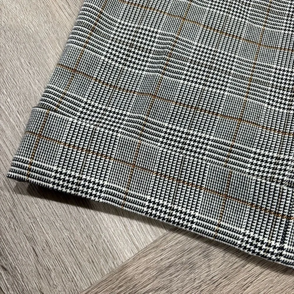 Zara Black Tan Houndstooth Plaid Trousers Cropped Ankle Pants Size 6 - Image 5