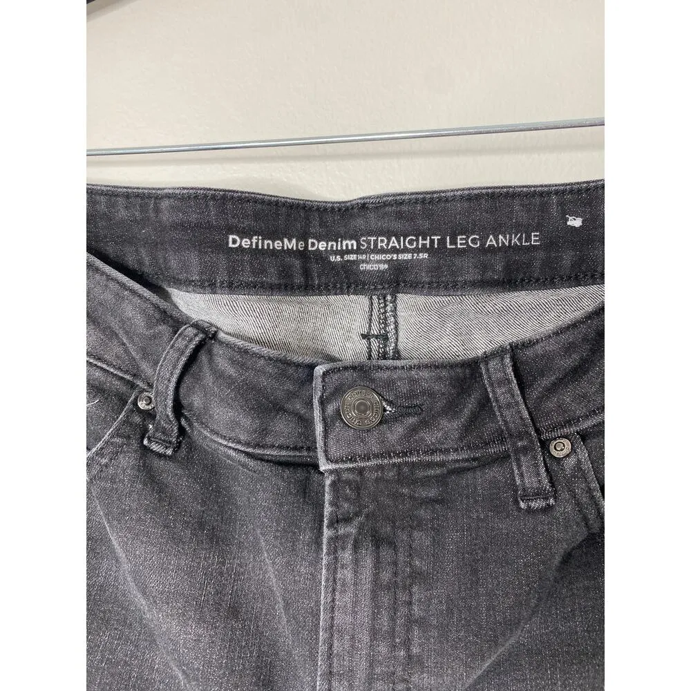 Chico's DefineMe Denim Straight Leg Ankle Black Jeans US Size 14R/Chico's 2.5 - Image 2