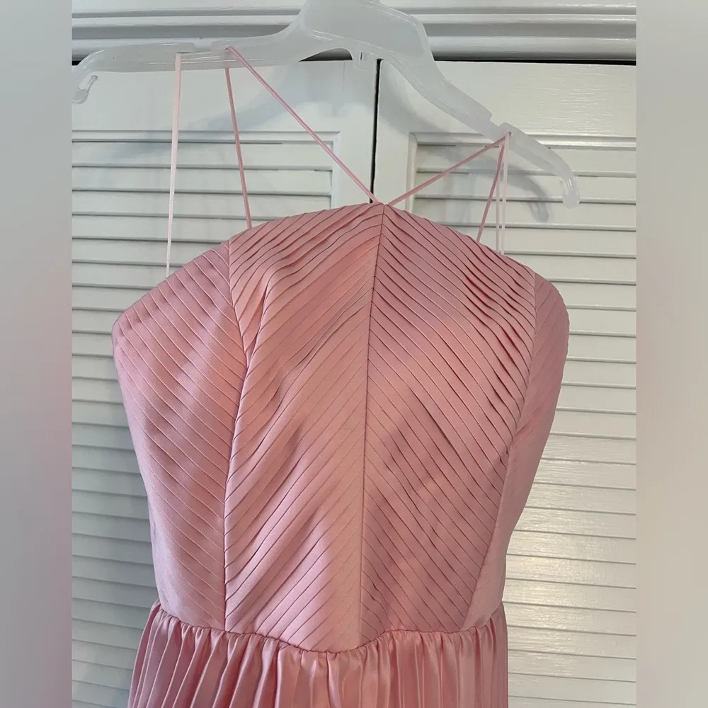 Elegant Pink Knife Pleated Maxi Dress NWT - Image 2