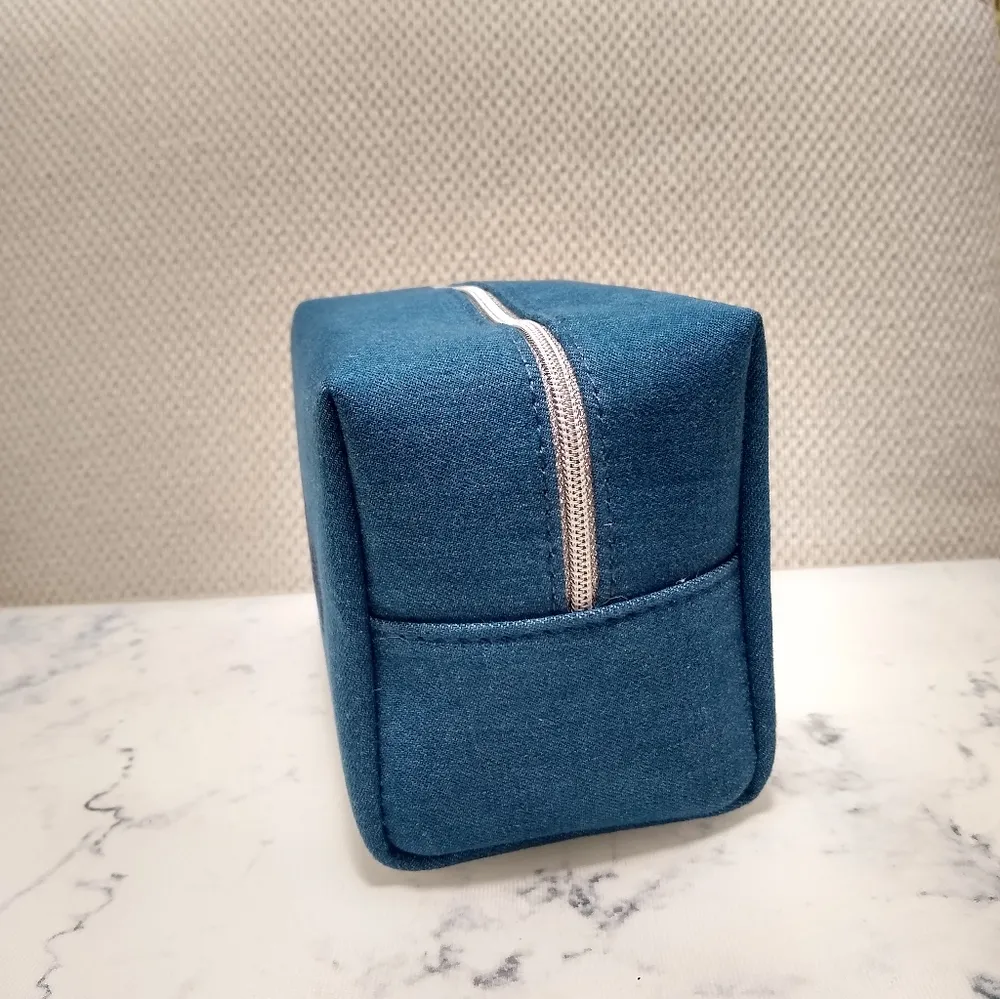 DIOR Denim Embroidered Cosmetic Zipper Trousse Pouch Makeup Cosmetics Bag New - Image 5