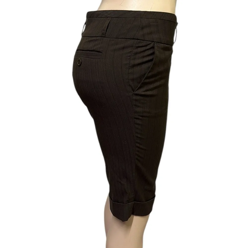 Tracy Evans Limited Brown Striped Business Casual Bermuda Shorts Juniors 5 - Image 5