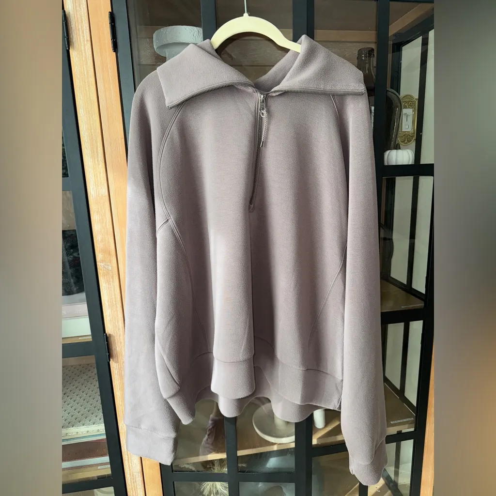 SPANX AirEssentials Half Zip Sweatshirt 1/4 pullover smoke taupe plus size curve - Image 2