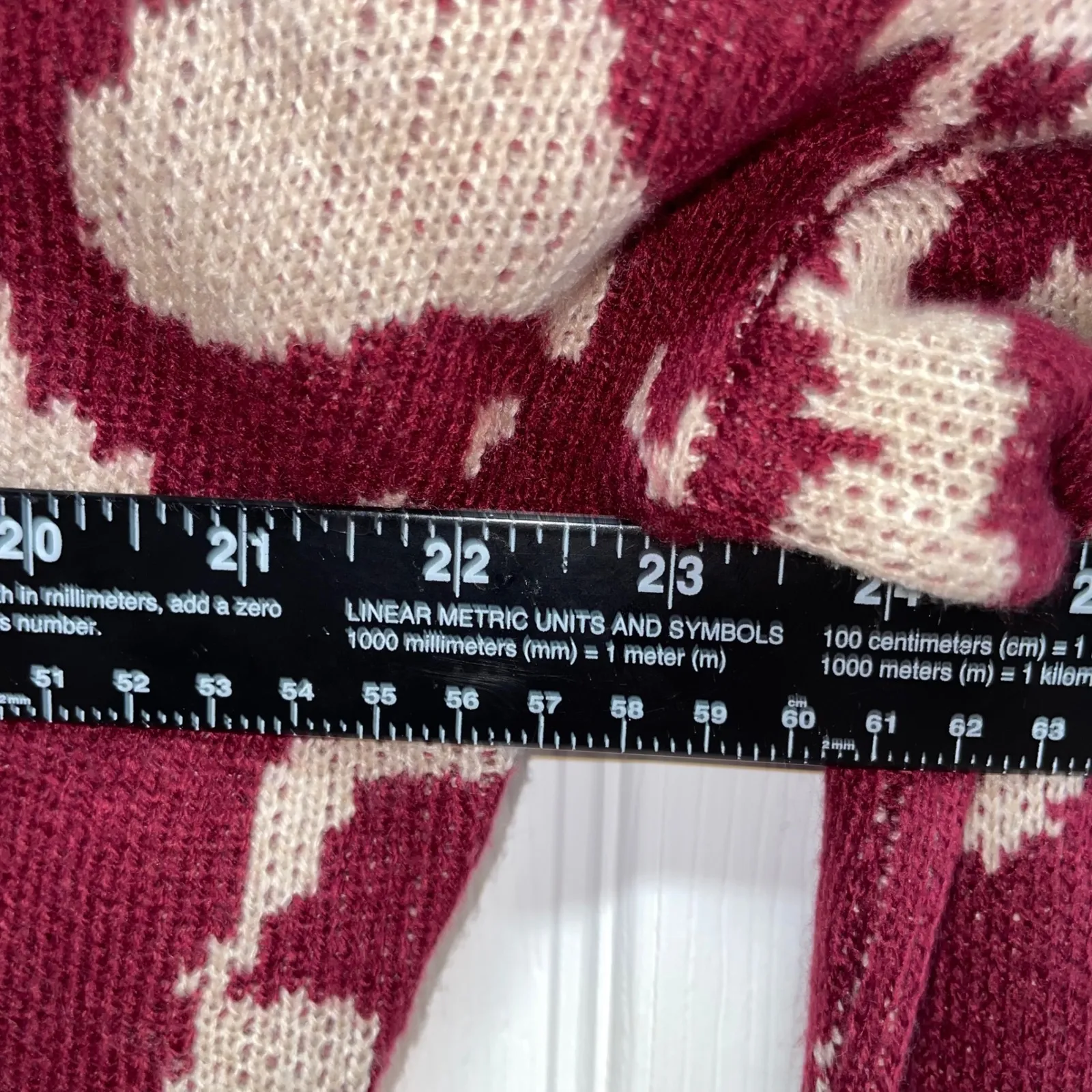 New Directions Pullover Sweater Mock Neck Animal Print Knit Maroon L Red Size L - Image 6