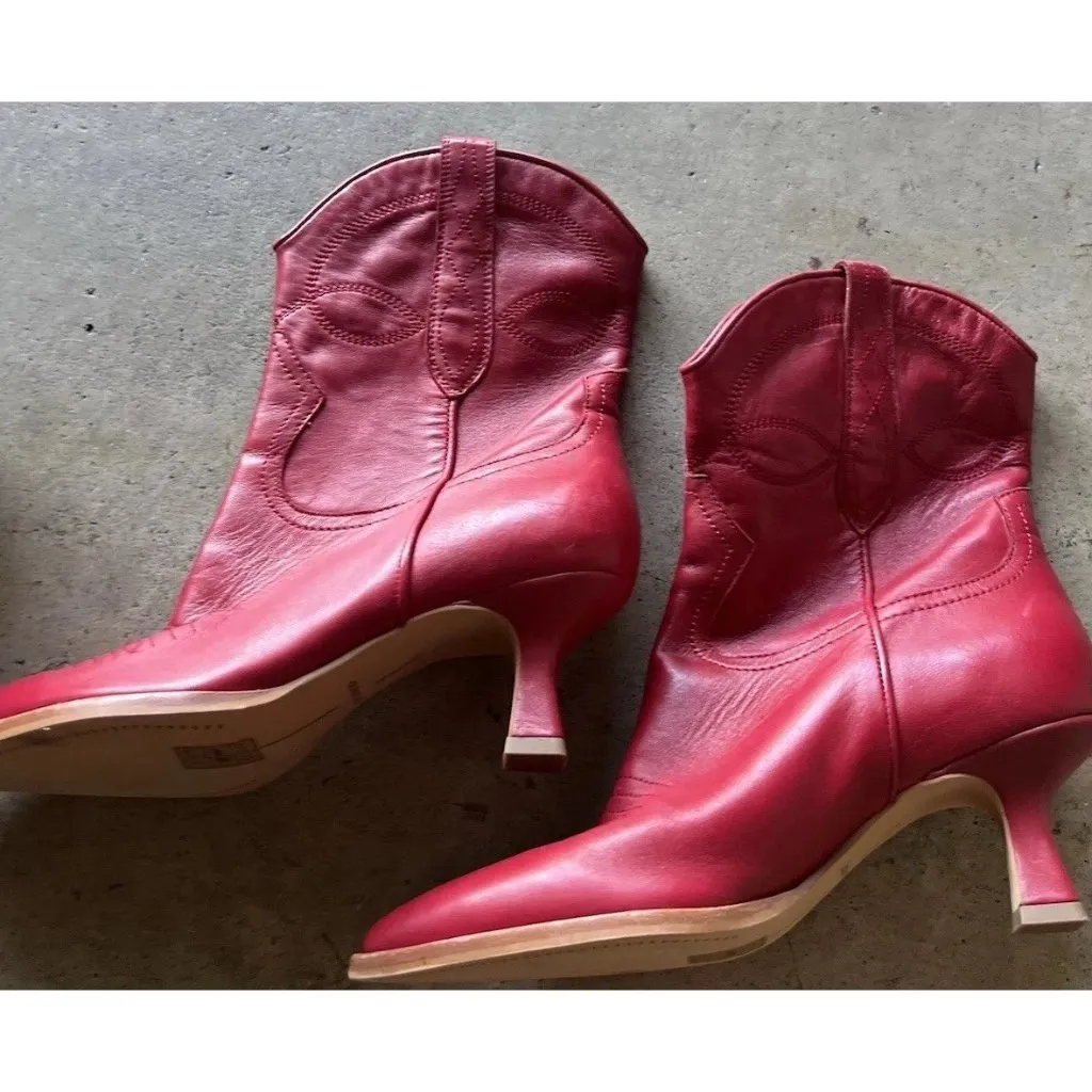 Dolce Vita Women's Size 8.5 Angel Western Cowboy Boots Booties Love Bright Red - Image 8