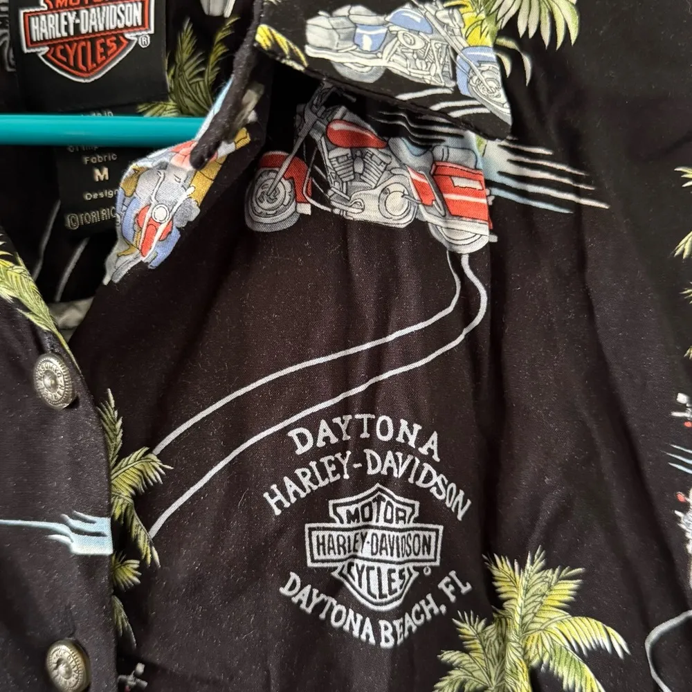 🌴Harley Davidson, Daytona Beach, FL Button Up Sleeveless Top🌴 ~med Black - Image 2
