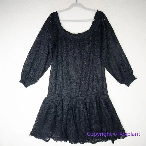 New! Free People One Party Carina Meadow Black Lace‎ Mini Dress Bandeau , size M - Image 4