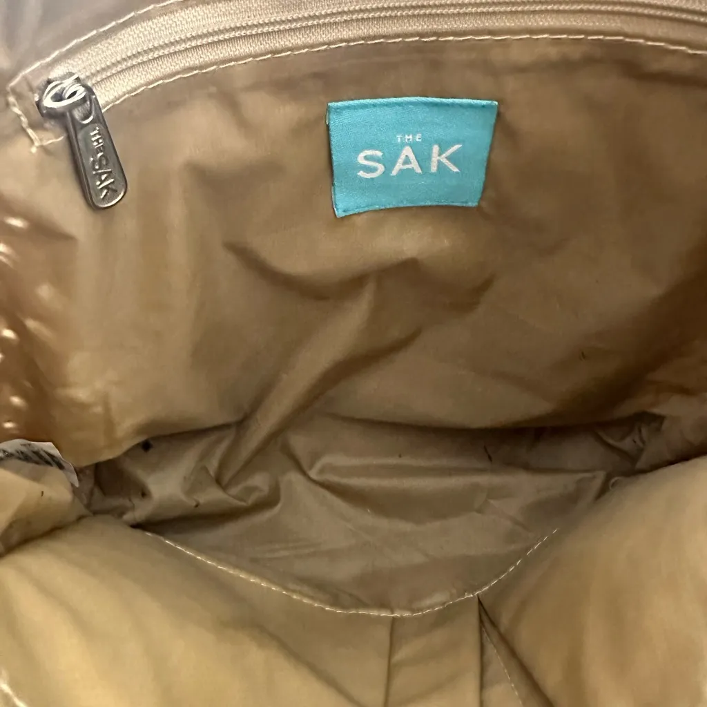 The Sak Leaf Crochet Sequin tan shoulder bag boho - Image 12