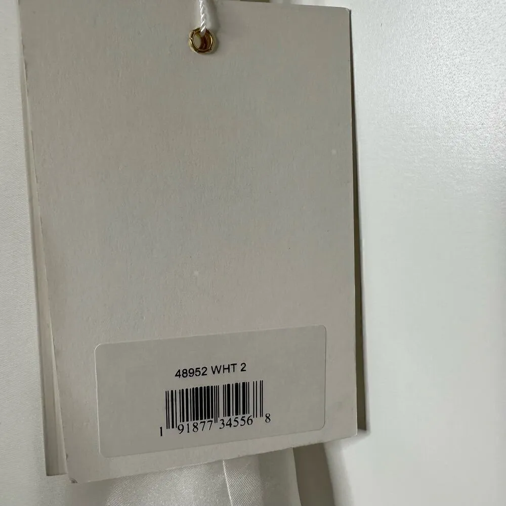 NWT Mac Duggal Ruffle Shoulder Empire Waist Dress 48952 Women's White Size 2 - Image 7