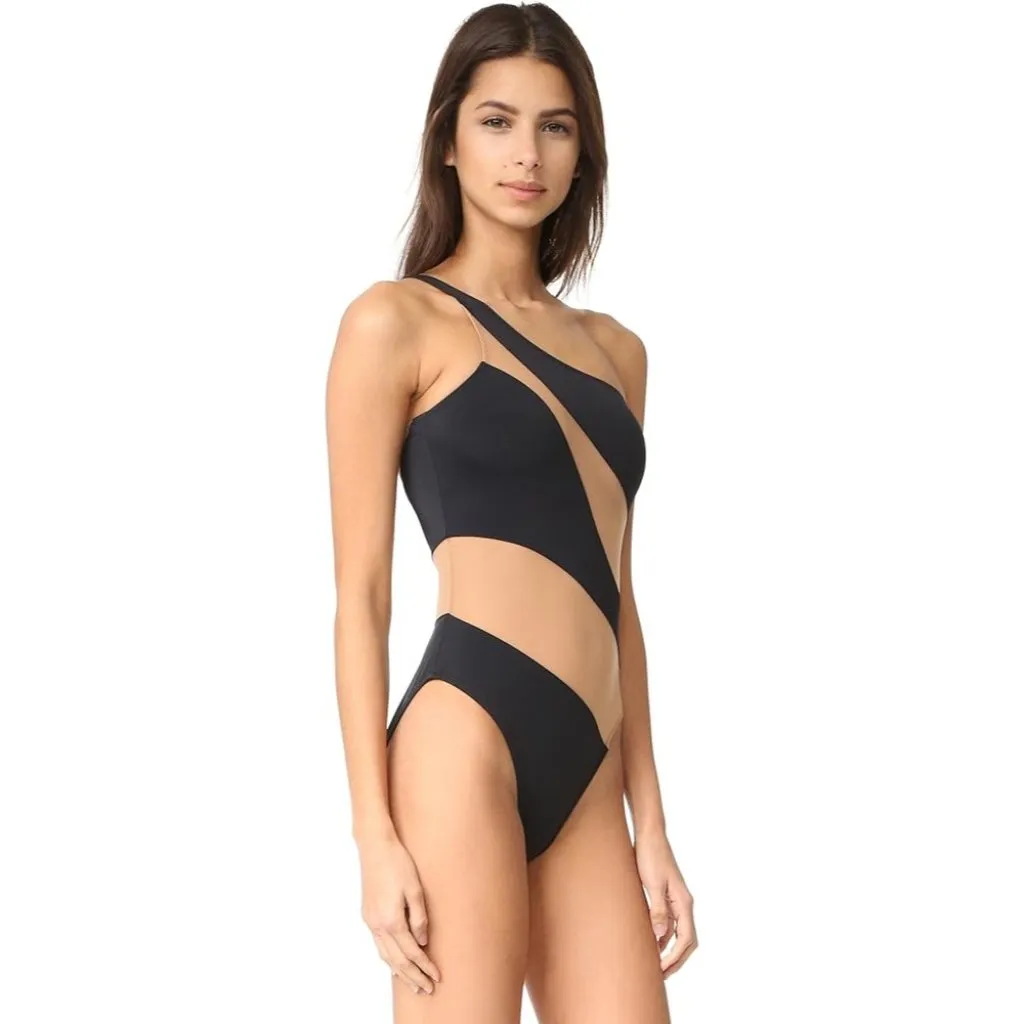 Norma Kamali Snake Mesh Mio One Piece Swimsuit in Black & Nude X-Small New Women - Image 13
