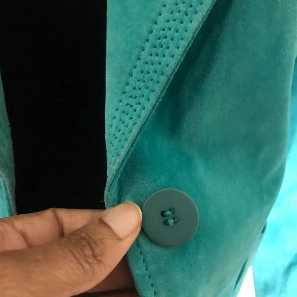 Alfani Teal Suede Leather Jacket - Image 4