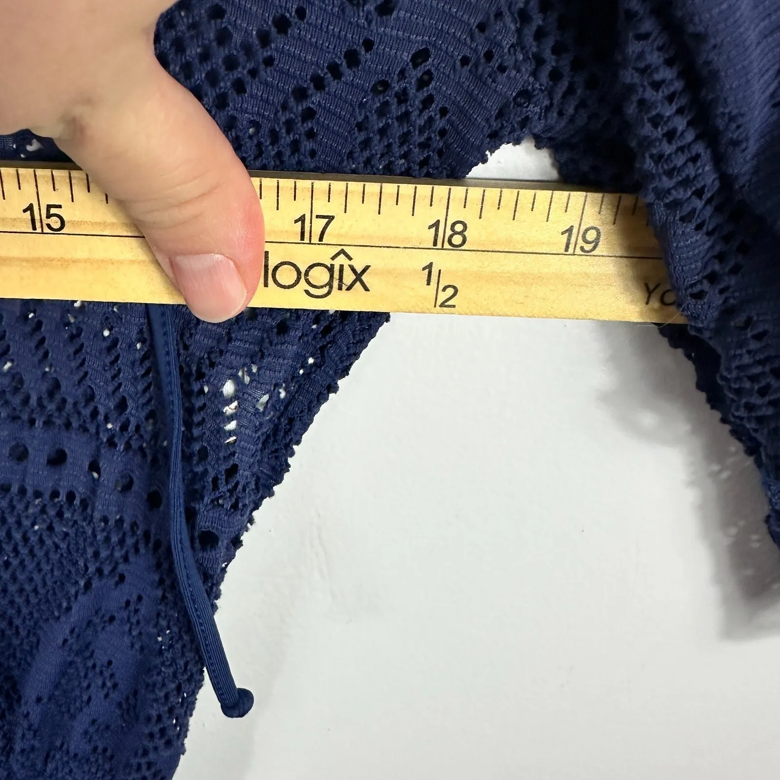 Becca Cover Up Dress Women Cold Shoulder‎ Navy Crochet Boho Beach Festival XS Blue - Image 7