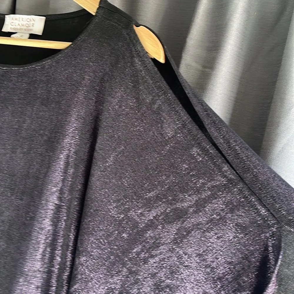 American Glamour by Badgley Mischka Black Long‎ Sleeve Embellished Top SMALL - Image 9