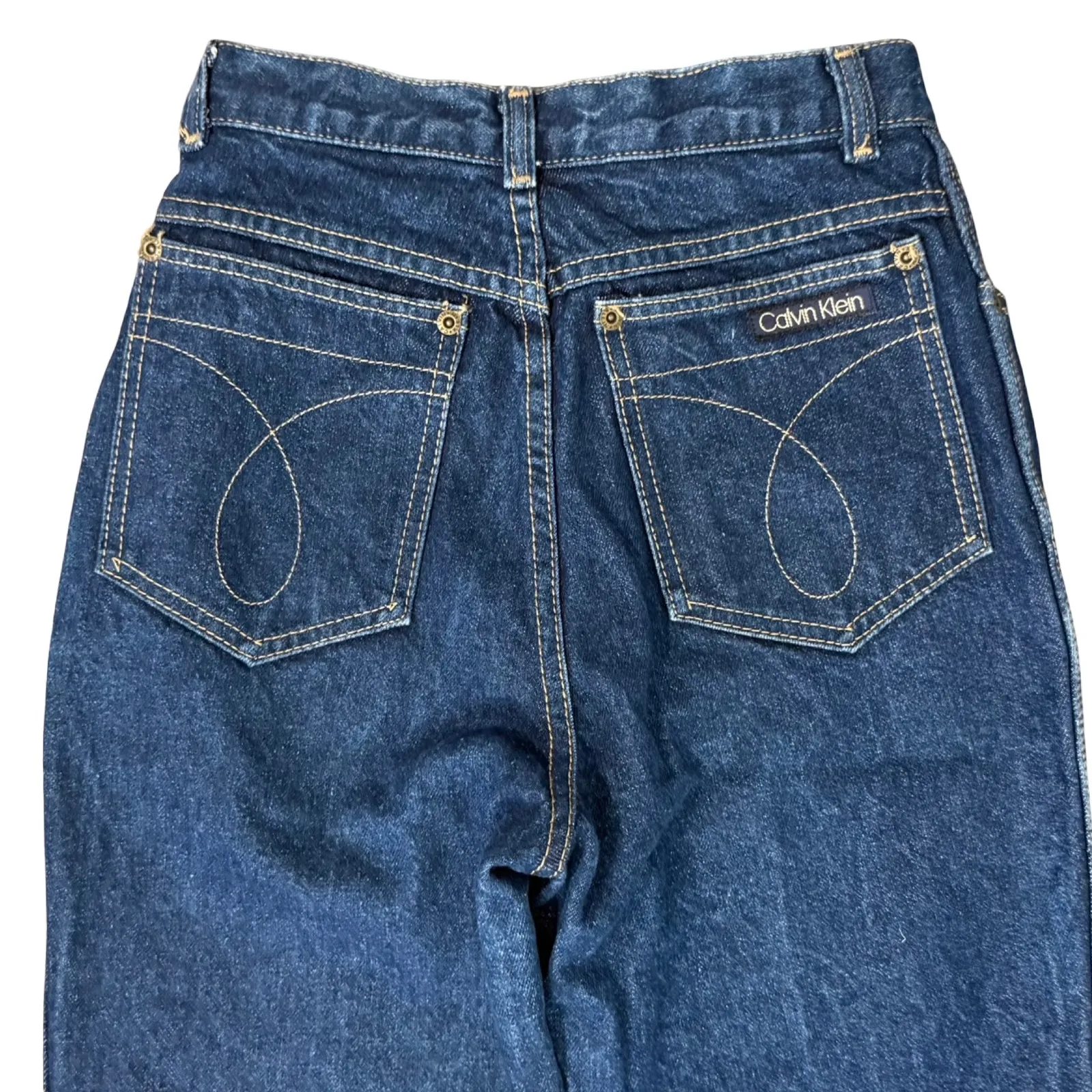 Vintage 90s Calvin Klein Dark Wash Blue High Rise Mom Jeans Tapered Leg Size 7 - Image 10