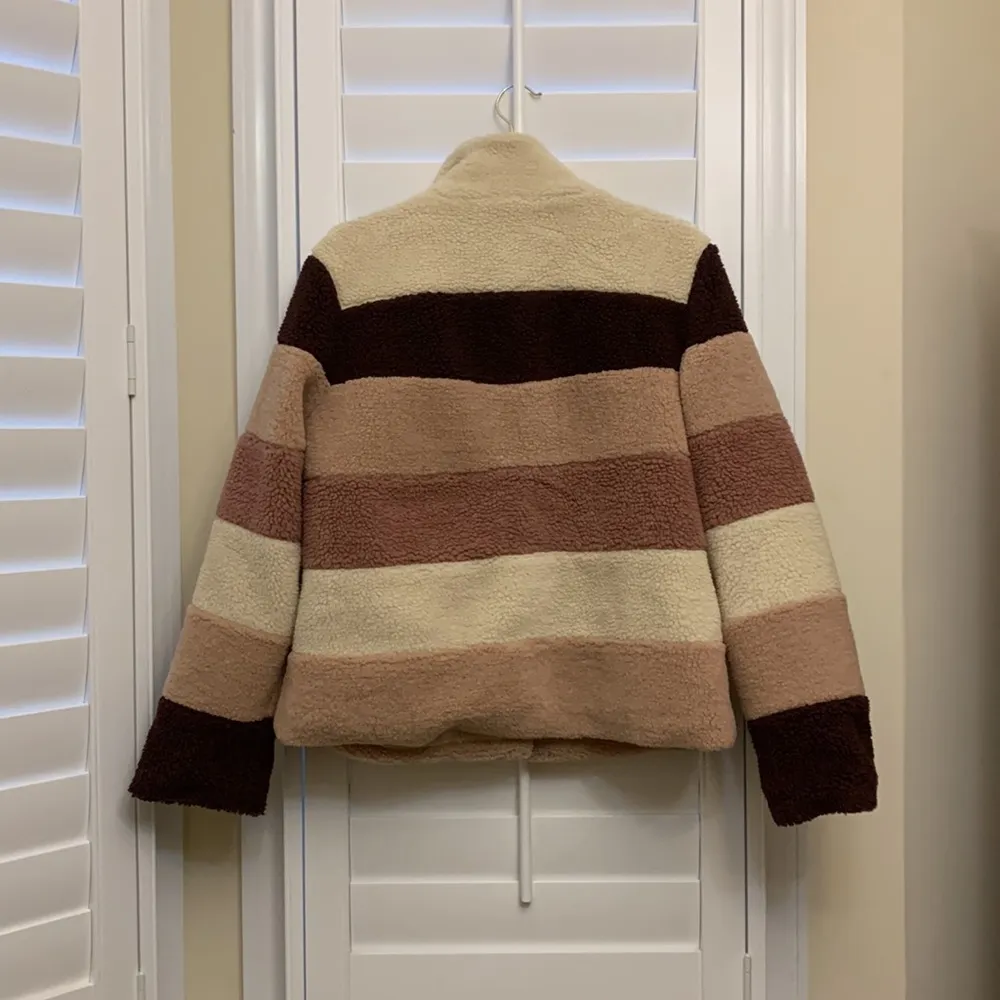 . Stripe Faux Shearling Jacket - Image 5