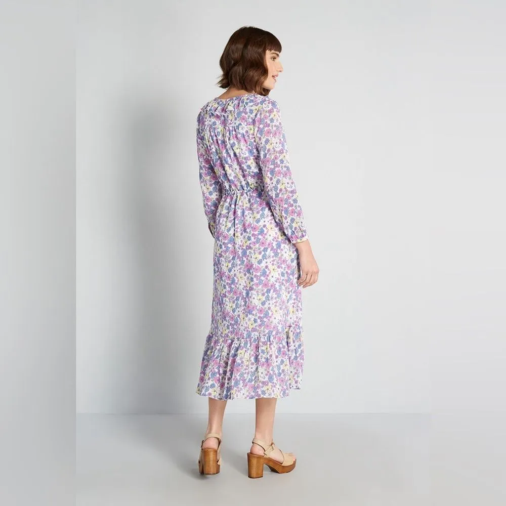 NWT ModCloth Ruffling For Flowers V-Neck Ditzy Floral Print Midi Dress Size 4‎ - Image 2