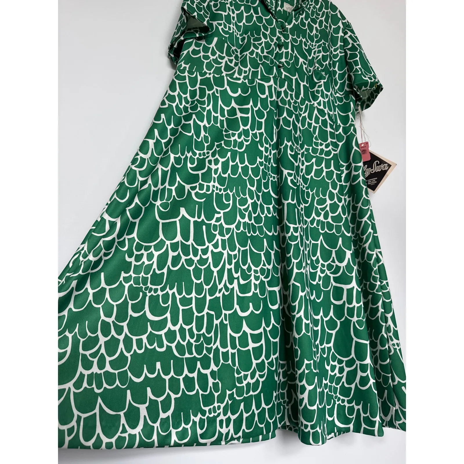 NWT Deadstock 60s Emilio Borghese x Lane Bryant Mod Dress Green White Print XL - Image 9