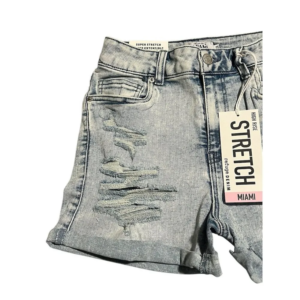 Refuge Cut-Off Shorts Women's Size 5 High Rise Denim Blue Casual Stretch NEW - Image 2