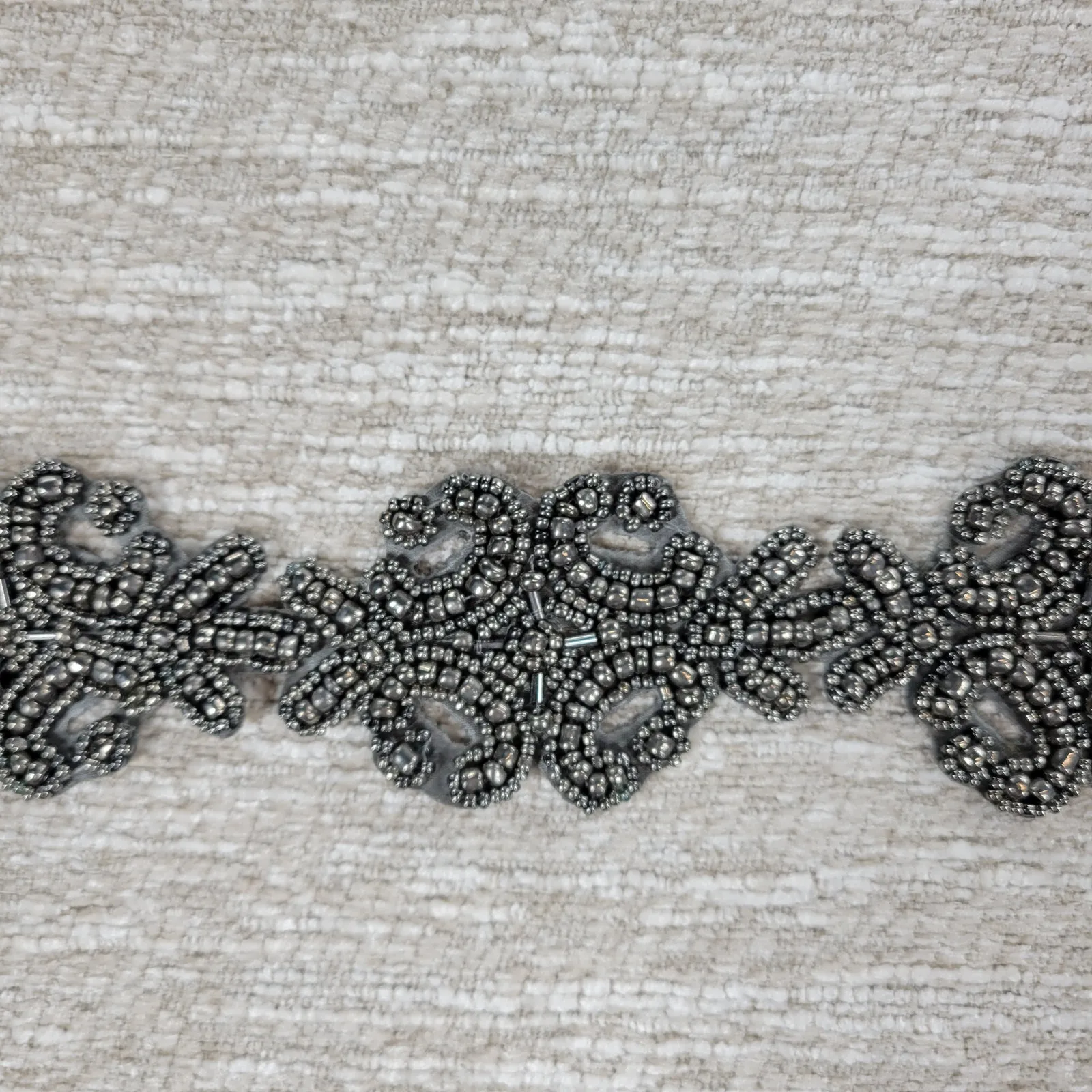 VTG Beaded Belt Womens Gunmetal Gray Stretch Elastic Wide Waist Snap Closure - Image 8