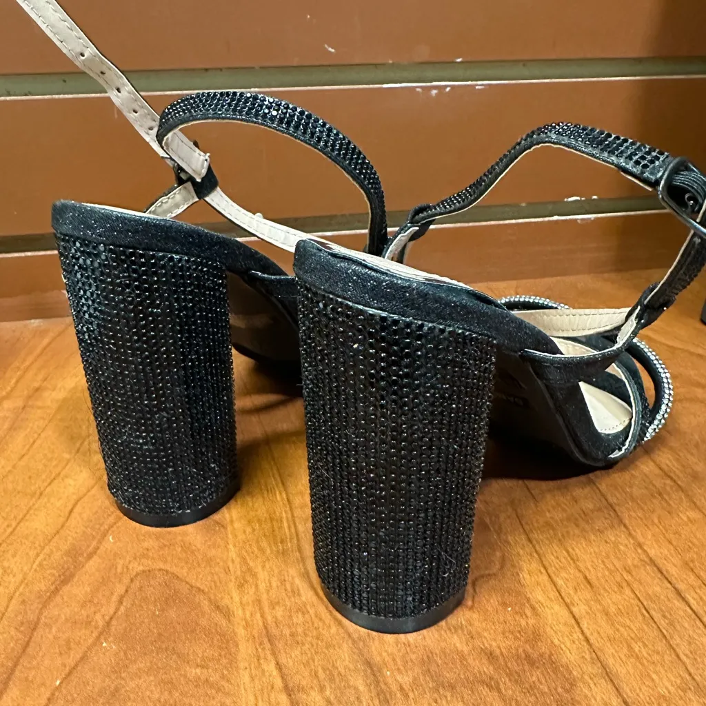 Bella Luna Black and Silver Strappy Heels Size 7 - Image 2