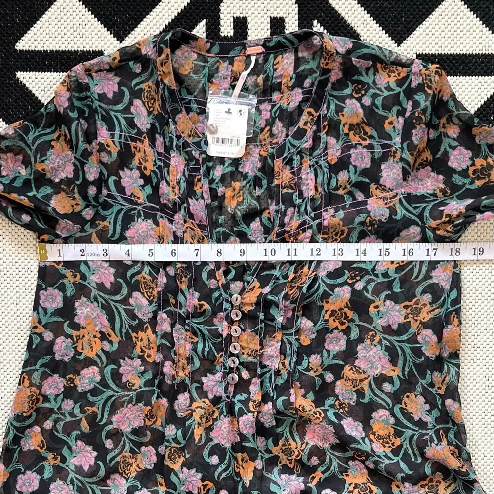 Free People See It Through Floral Maxi Dress in Black Combo XS NWT - Image 9