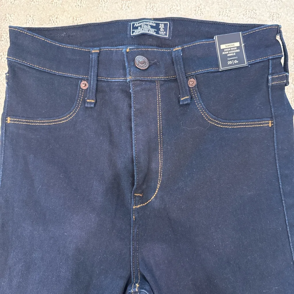 Abercrombie & Fitch Simone High Rise Jean Legging Ankle Dark Wash Size 25 - Image 3