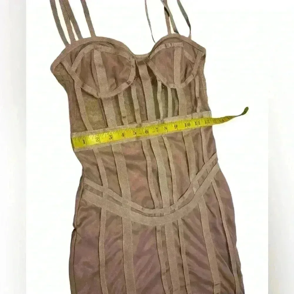Misguided Women’s Mesh Bandage Corset Detail Mini Dress stretchy material. - Image 12
