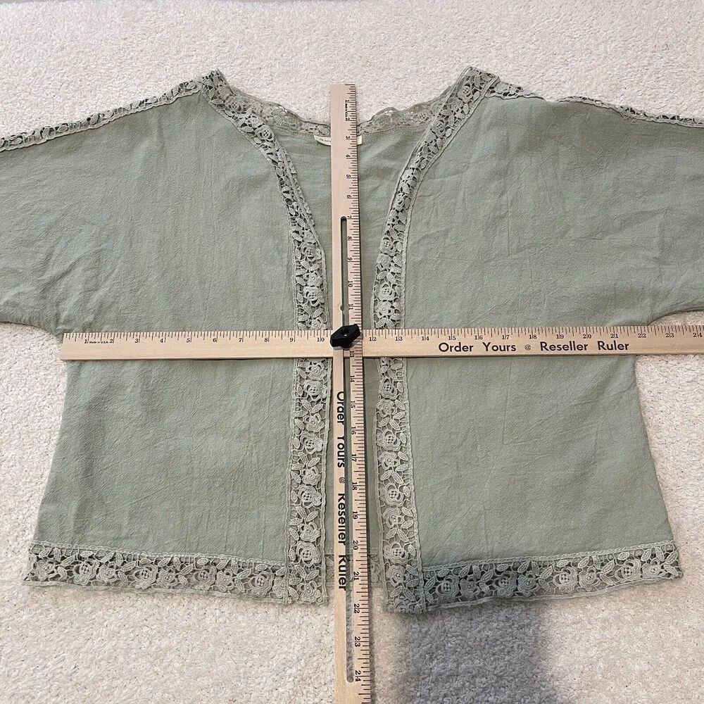 Do Everything in Love Womens Open Front Cardigan 100% cotton green sage One Size - Image 9