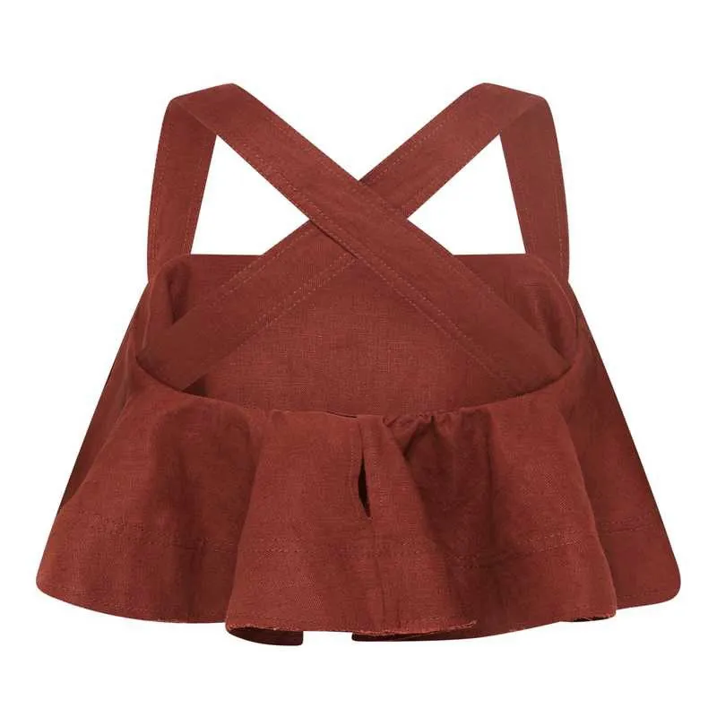 NWT Aje Vista Cropped Linen Halter Top Red Size 6 - Image 6