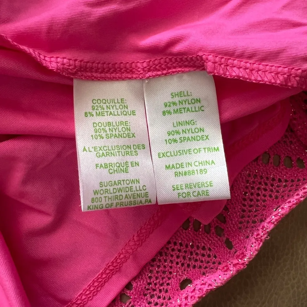 Lilly Pulitzer Dusk Metallic Lace Sleeveless Shift Mini Slip Dress Pop Pink XS - Image 7