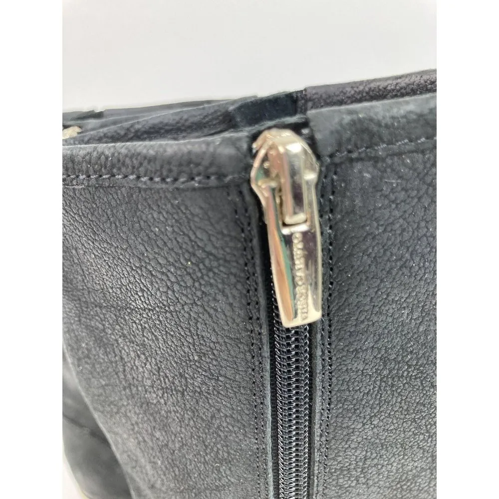 Vince Camuto Windy Black Leather Moto Boots Womens 7M Mid Calf Zip Biker Casual - Image 15