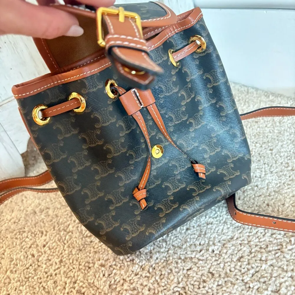 Mini Triomphe Leather Backpack Brown - Image 4