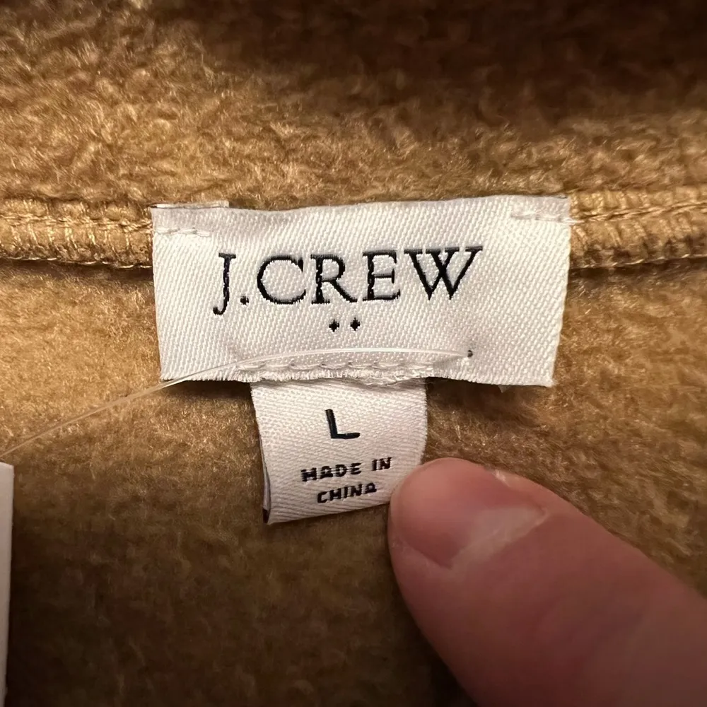 J Crew Womens Pullover Sweater Button Front Camel Sherpa Tunic NWT Size Large - Image 7