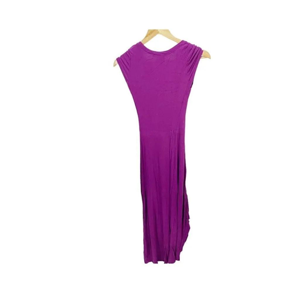 BCBG Max Azria Womens XXS Purple Donesa Ribbed Hem High Low Maxi Dress - Image 2