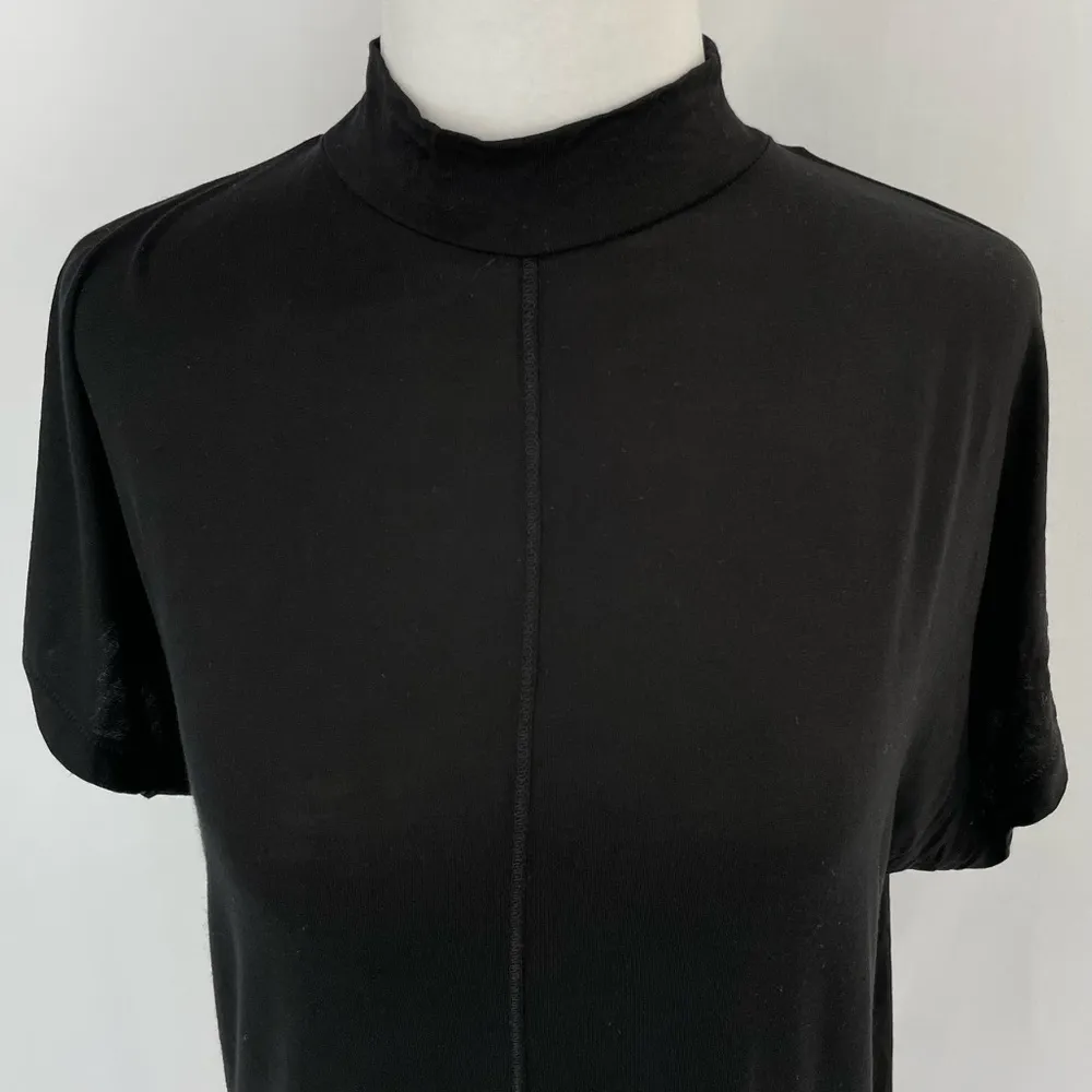 Mock Neck Dolman Short Sleeve Top Black Size Small - Image 3