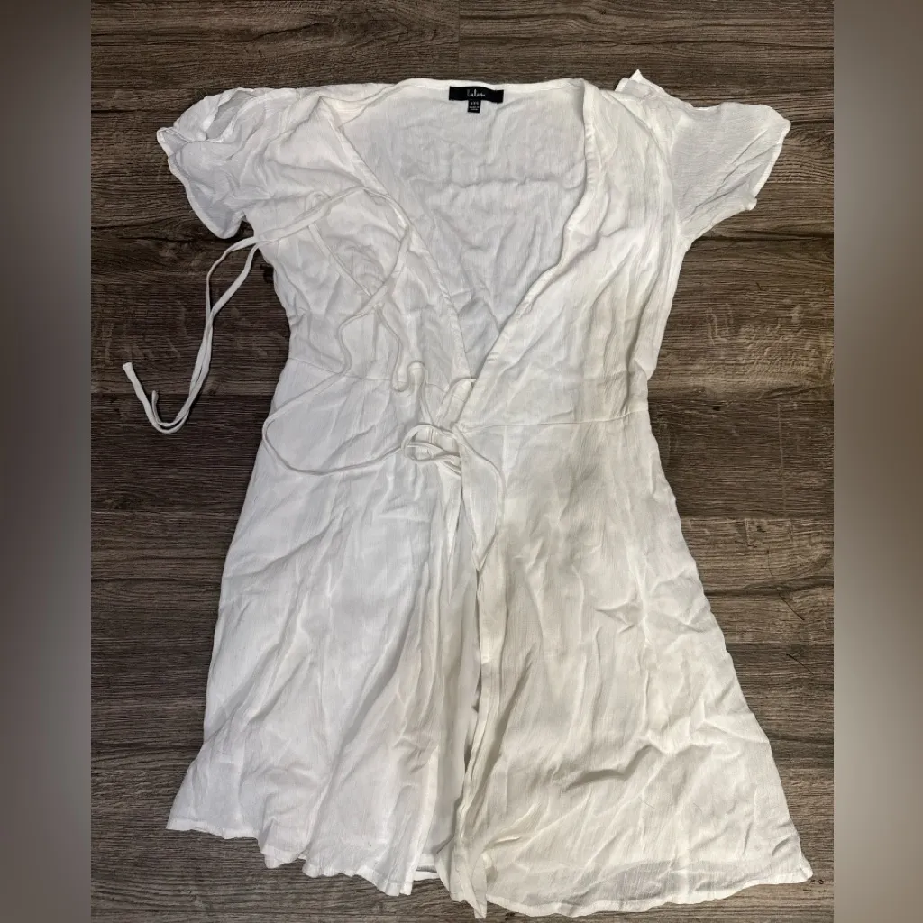Lulus  Elegant White Wrap Mini Dress - Image 2