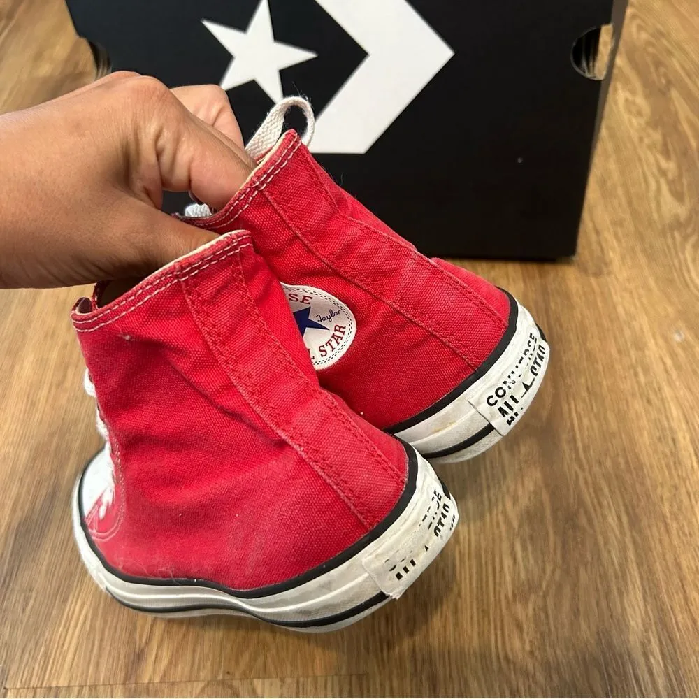 Converse all Star Chuck Taylor hi top red lace up shoes sneakers women’s 7 - Image 4