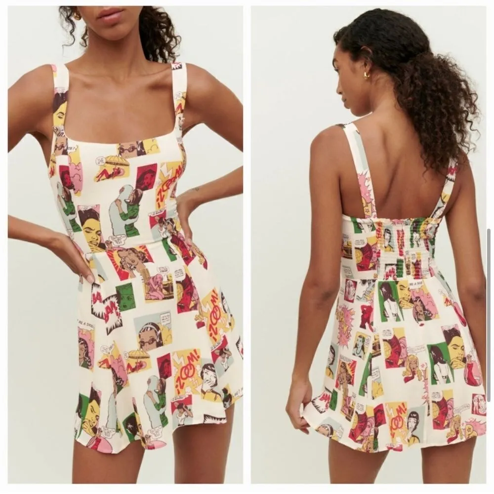 Reformation Jeans Davies Dress Comicbook  Print Mini 4 - Image 2