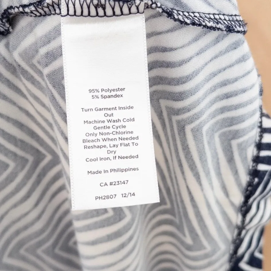 Talbots Womens Maxi Dress Size MP Navy White Chevron Resort Nautical Casual Chic - Image 6