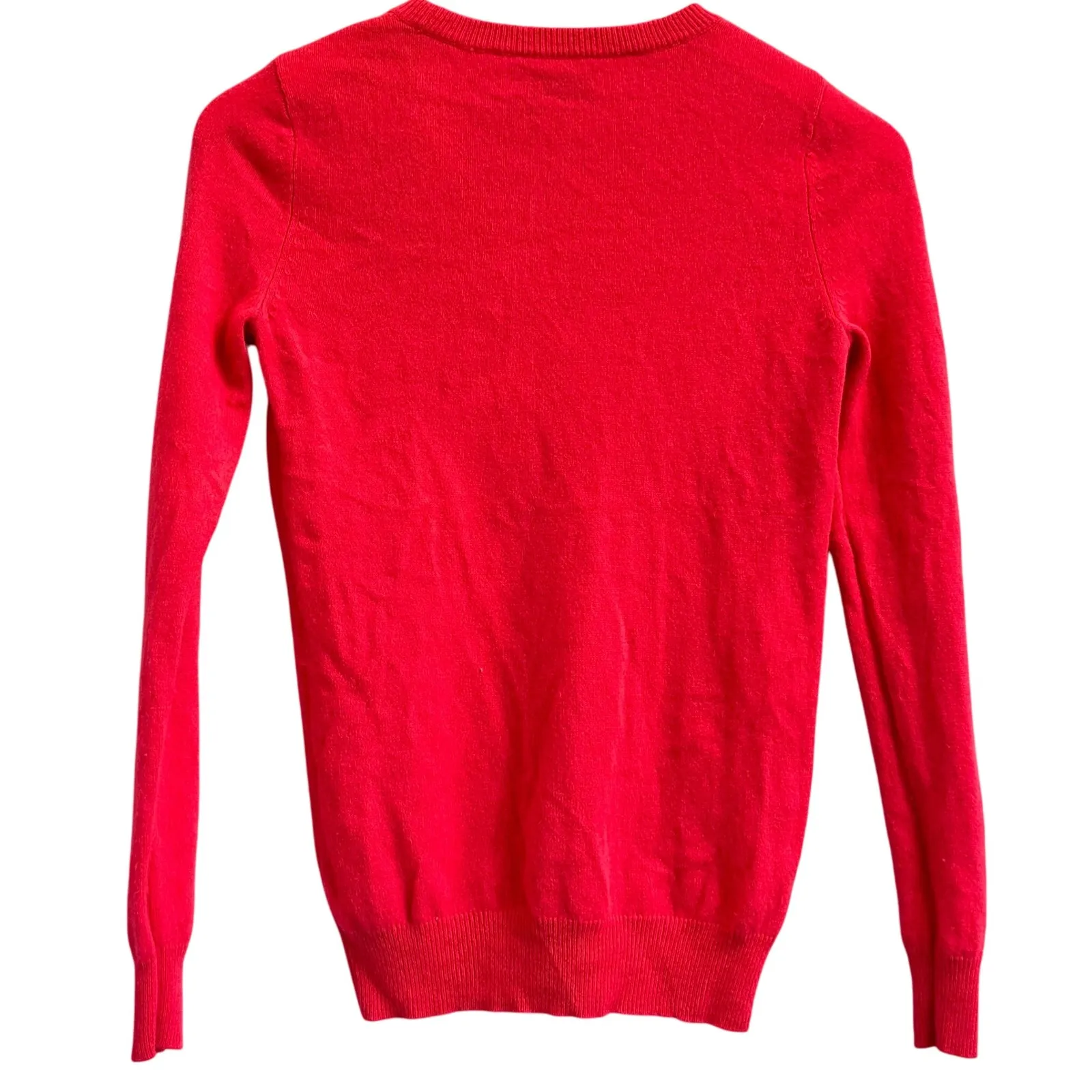 C by Bloomingdales Cashmere Sweater Womens XS Coral RED Crew Neck 2 Ply Pullover - Image 2