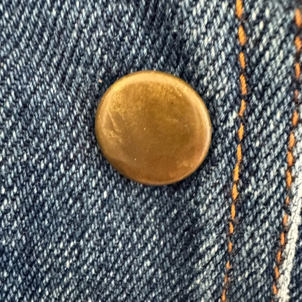 Vintage 80s Puff Shoulder Denim Jacket Boxy Fit Large Blue - Image 6