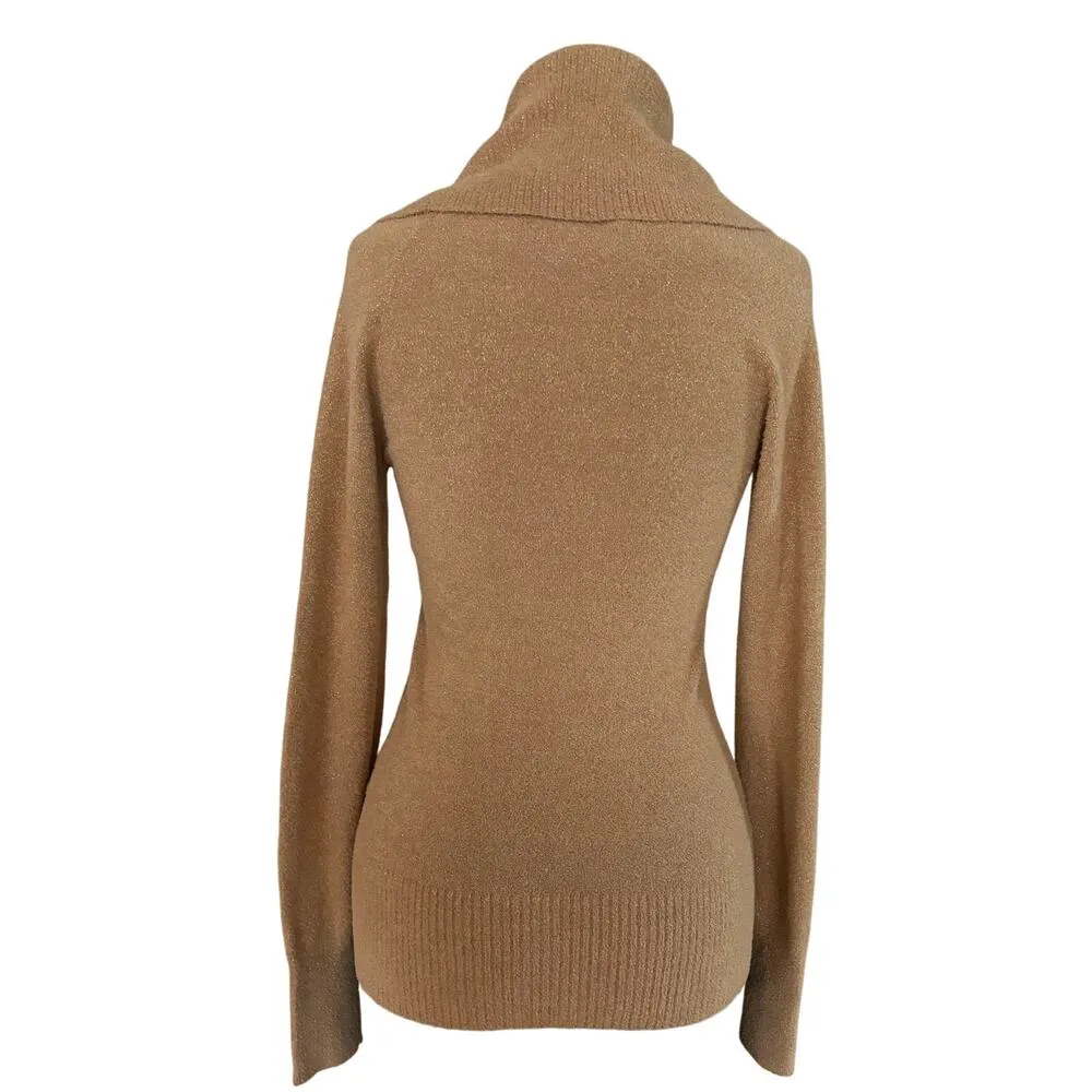 Cache Gold Metallic Exaggerated Oversized Collar Top New Soft Stretch NWT $98 - Image 7