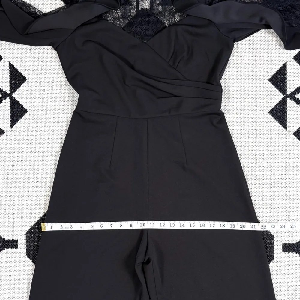 Adrianna Papell Black Lace & Ruffle Jumpsuit Size 6 - Image 9