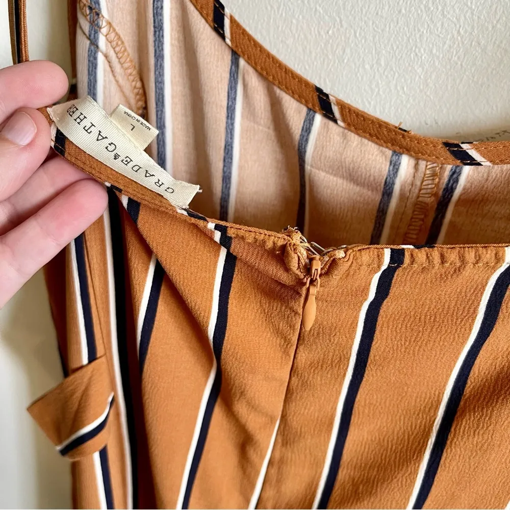 Striped Side Buckle Wide Leg Jumpsuit - Image 6